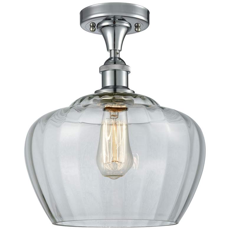 Image 1 Ballston Fenton 11" Wide Polished Chrome Semi Flush Mount w/ Clear Sha