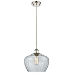 Ballston Fenton 11" Wide Polished Nickel Corded Mini Pendant w/ Clear