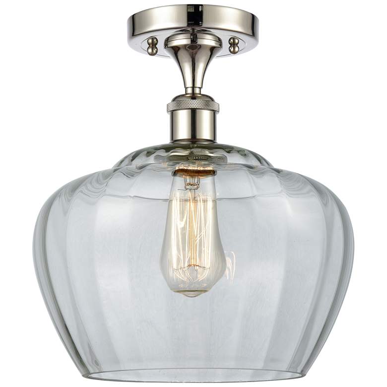 Image 1 Ballston Fenton 11" Wide Polished Nickel Semi Flush Mount w/ Clear Sha