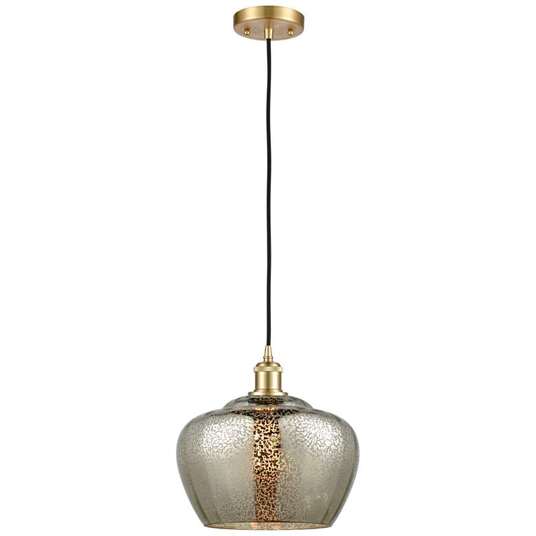 Image 1 Ballston Fenton 11" Wide Satin Gold Corded Mini Pendant w/ Mercury Sha