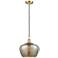 Ballston Fenton 11" Wide Satin Gold Corded Mini Pendant w/ Mercury Sha