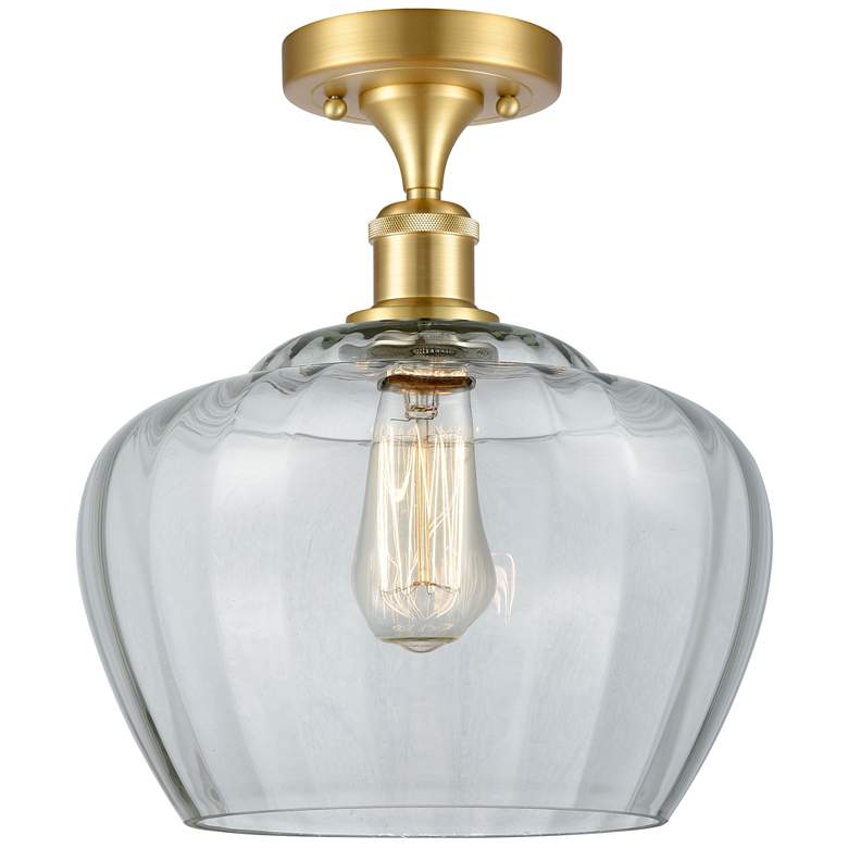 Image 1 Ballston Fenton 11" Wide Satin Gold Semi Flush Mount w/ Clear Shade