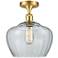 Ballston Fenton 11" Wide Satin Gold Semi Flush Mount w/ Clear Shade