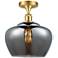 Ballston Fenton 11" Wide Satin Gold Semi Flush Mount w/ Plated Smoke S