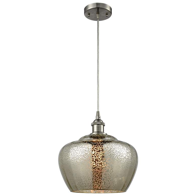 Image 1 Ballston Fenton 11"W Brushed Nickel Corded Mini Pendant w/ Mercury Sha