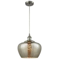 Ballston Fenton 11"W Brushed Nickel Corded Mini Pendant w/ Mercury Sha