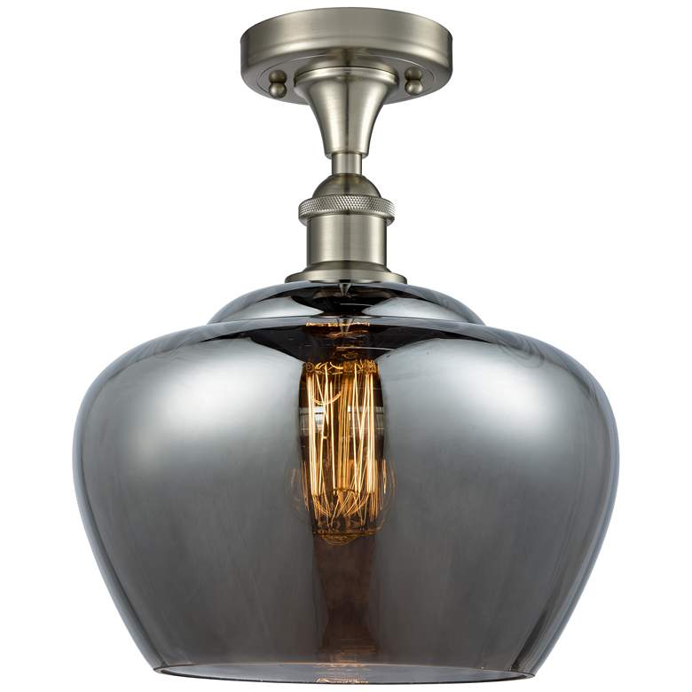 Image 1 Ballston Fenton 11"W Brushed Satin Nickel Flush Mount w/ Plated Smoke