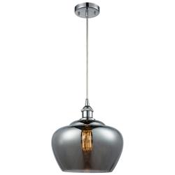 Ballston Fenton 11"W Polished Chrome Corded Mini Pendant w/ Smoke Shad