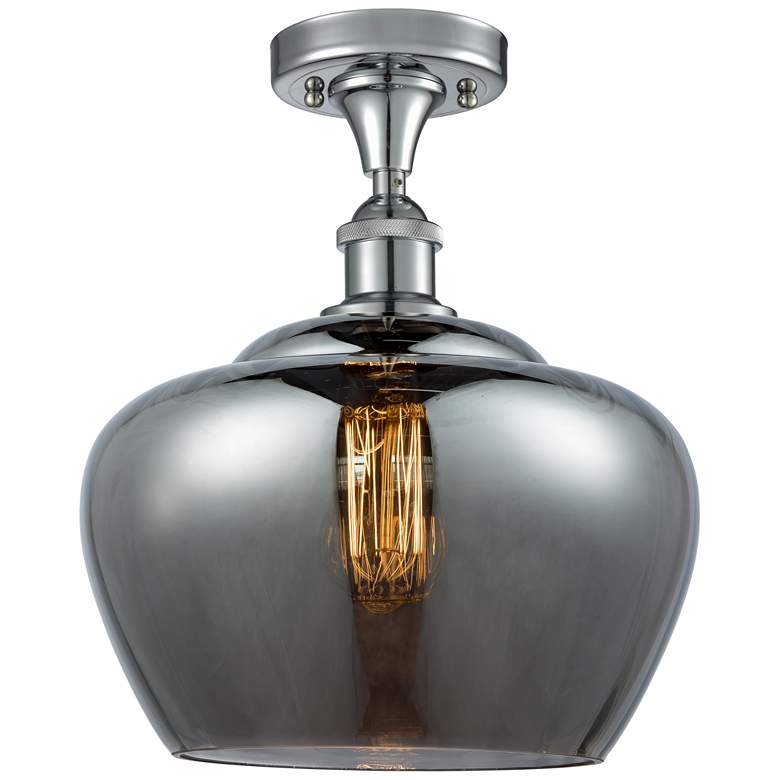 Image 1 Ballston Fenton 11"W Polished Chrome Semi Flush Mount w/ Plated Smoke