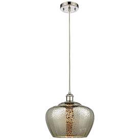 Image1 of Ballston Fenton 11"W Polished Nickel Corded Mini Pendant w/ Mercury Sh