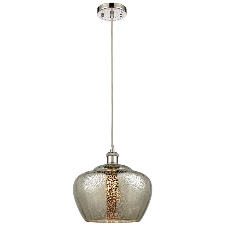 Image 1 Ballston Fenton 11"W Polished Nickel Corded Mini Pendant w/ Mercury Sh