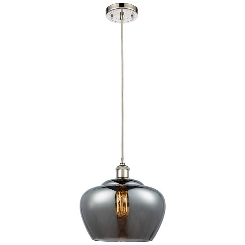 Image 1 Ballston Fenton 11"W Polished Nickel Corded Mini Pendant w/ Smoke Shad