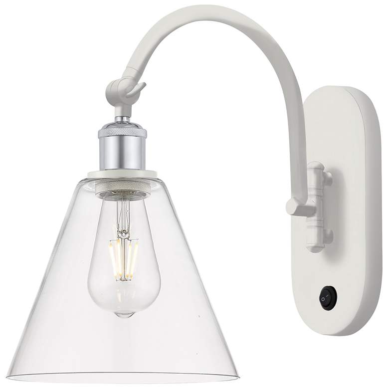 Image 1 Ballston Glass 8 inch Incandescent Sconce - White &#38; Chrome - Clear Sha
