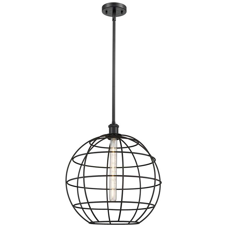 Image 1 Ballston Lake Placid 16" Wide Stem Hung Matte Black Pendant W/ Black S