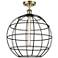 Ballston Lake Placid 16"W Antique Brass Semi.Flush Mount With Black Sh