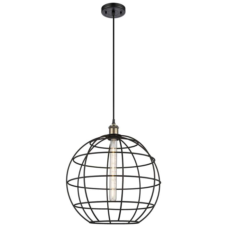Image 1 Ballston Lake Placid 16"W Black Brass Corded Pendant With Black Shade