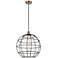 Ballston Lake Placid 16"W Cord Hung Brushed Brass Pendant W/ Black Sha