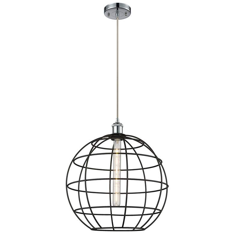 Image 1 Ballston Lake Placid 16"W Polished Chrome Corded Pendant With Black Sh