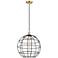 Ballston Lake Placid 16"W Satin Gold Corded Pendant With Matte Black S