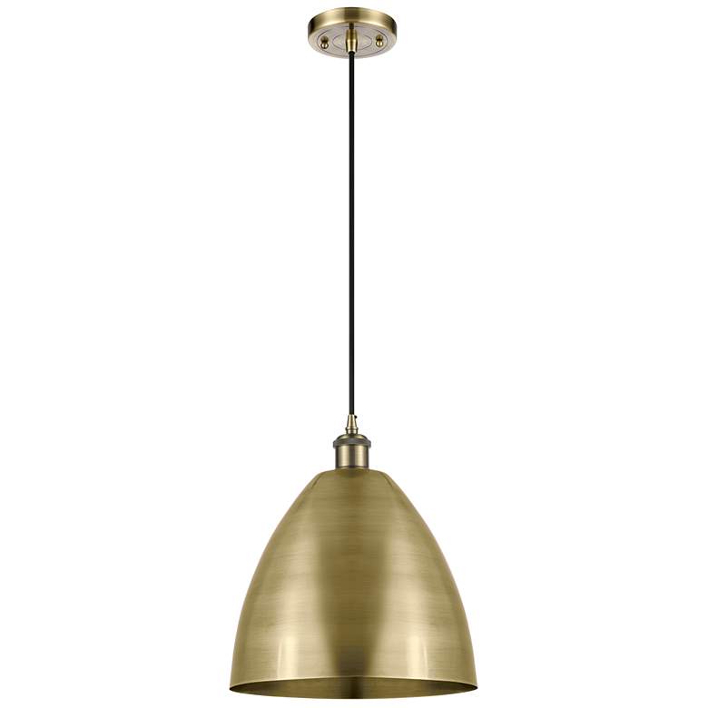 Image 1 Ballston Metal Bristol 12"W Antique Brass Corded Mini Pendant
