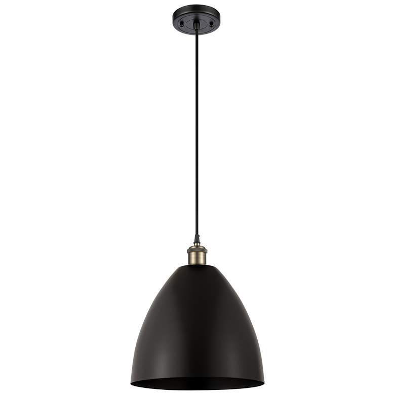 Image 1 Ballston Metal Bristol 12"W Black Brass Corded LED Mini Pendant