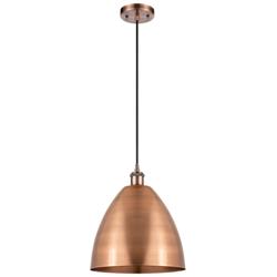 Ballston Metal Bristol 12&quot;W Copper Corded LED Mini Pendant w/ Black Sh