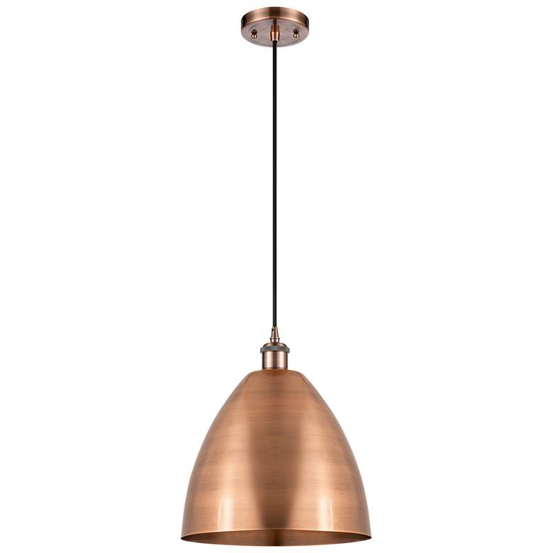 Image 1 Ballston Metal Bristol 12"W Copper Corded Mini Pendant With Black Shad