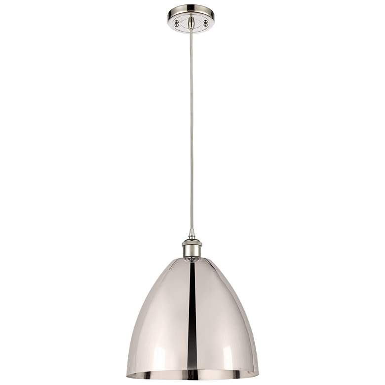 Image 1 Ballston Metal Bristol 12"W Polished Nickel Corded LED Mini Pendant
