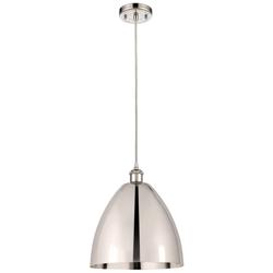 Ballston Metal Bristol 12"W Polished Nickel Corded Mini Pendant
