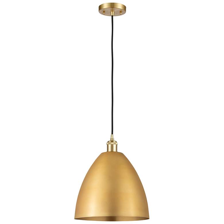 Image 1 Ballston Metal Bristol 12"W Satin Gold Corded LED Mini Pendant