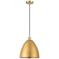 Ballston Metal Bristol 12"W Satin Gold Corded LED Mini Pendant