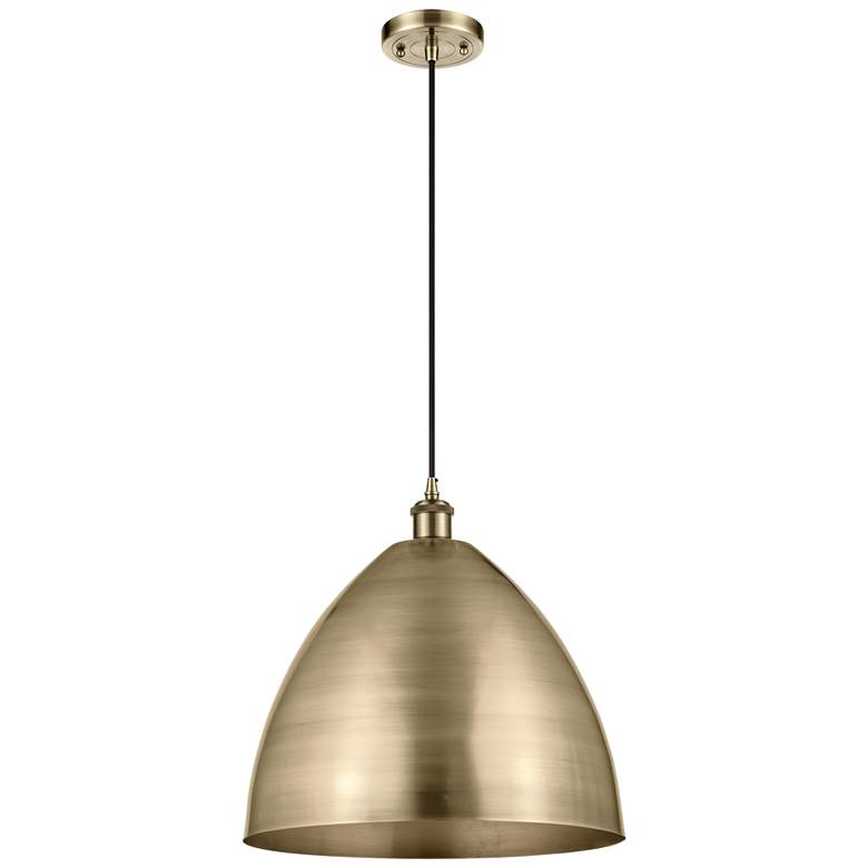Image 1 Ballston Metal Bristol 16"W Antique Brass Cord Mini Pendant Brass Shad