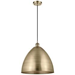 Ballston Metal Bristol 16"W Antique Brass Cord Mini Pendant Brass Shad