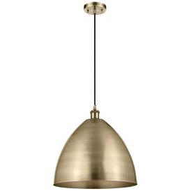 Ballston Metal Bristol 16"W Antique Brass Cord Mini Pendant Brass Shad Ballston Metal Bristol 16"W Antique Brass Cord Mini Pendant Brass Shad