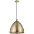 Ballston Metal Bristol 16"W Antique Brass Cord Mini Pendant Brass Shad