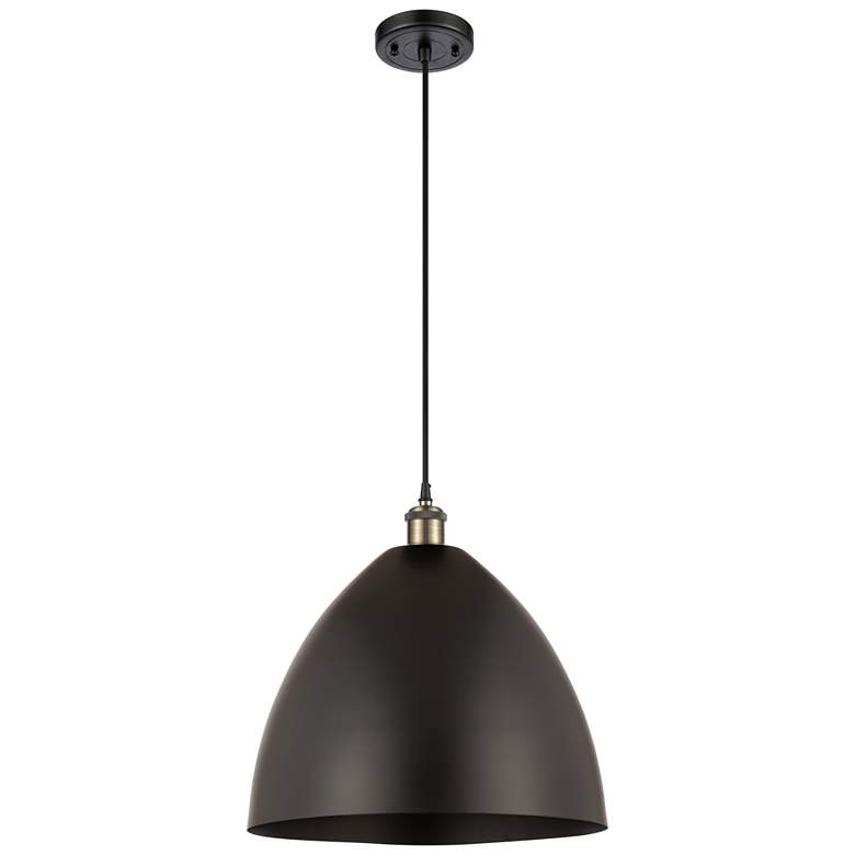 Image 1 Ballston Metal Bristol 16"W Black Brass Corded Mini Pendant w/ Black S