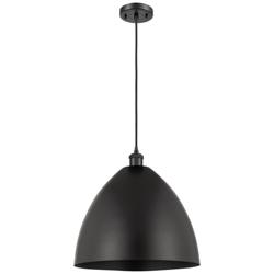 Ballston Metal Bristol 16"W Matte Black Corded Mini Pendant w/ Black S