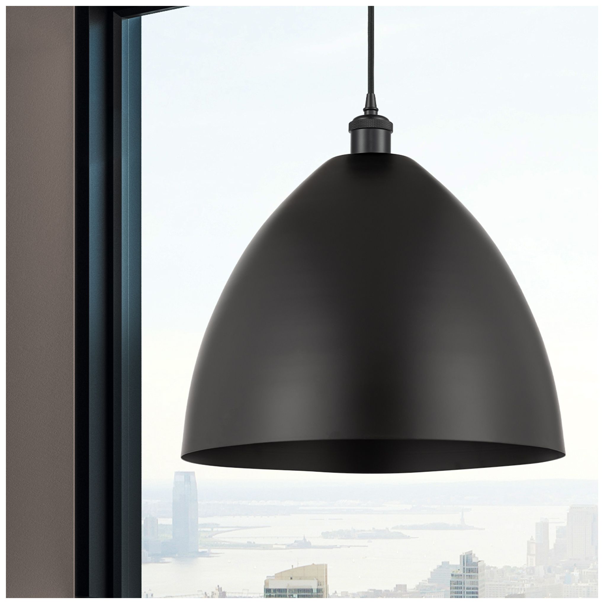 Image 2 Ballston Metal Bristol 16"W Matte Black Corded Mini Pendant w/ Black S more views