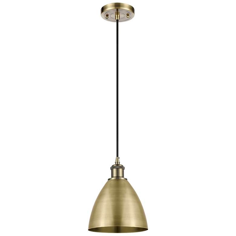 Image 1 Ballston Metal Bristol 7.5"W Antique Brass Corded LED Mini Pendant