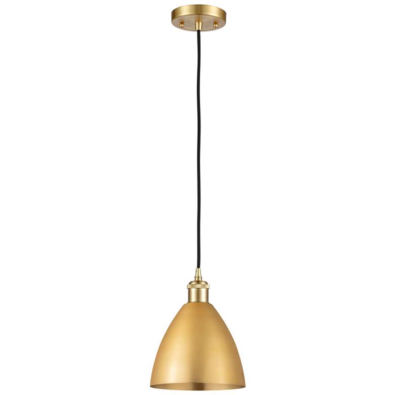 Image 1 Ballston Metal Bristol 7.5"W Gold Corded LED Mini Pendant w/ Black Sha