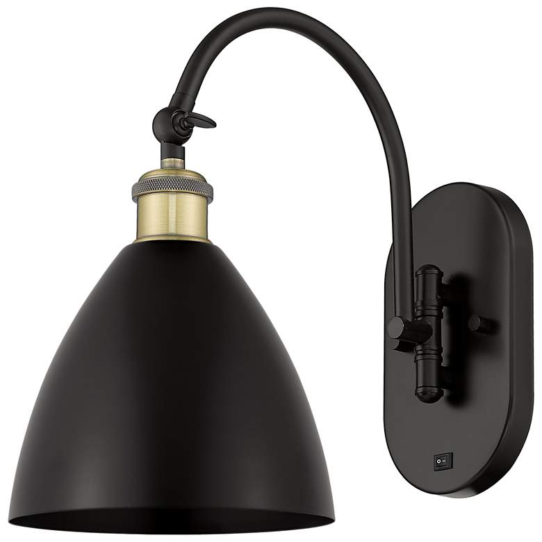 Image 1 Ballston Metal Bristol 8" Incandescent Sconce - Black Brass - Black Sh