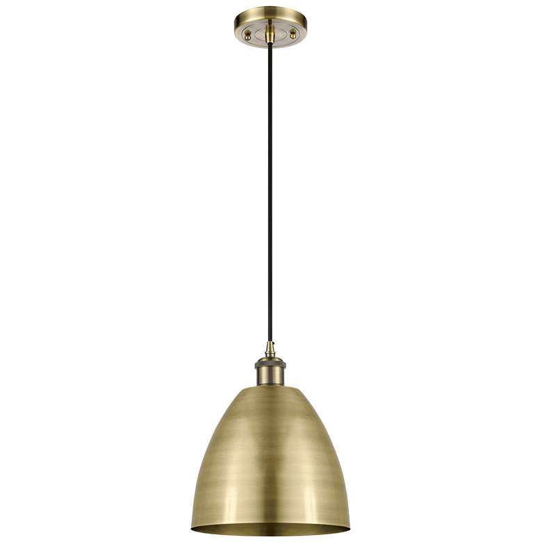 Image 1 Ballston Metal Bristol 9"W Antique Brass Corded LED Mini Pendant