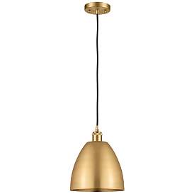 Image1 of Ballston Metal Bristol 9"W Gold Corded Mini Pendant w/ Matte Black Sha