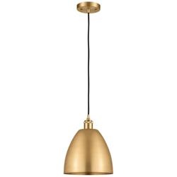 Ballston Metal Bristol 9"W Gold Corded Mini Pendant w/ Matte Black Sha