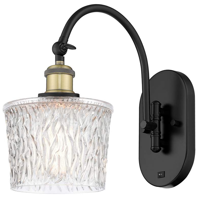 Image 1 Ballston Niagra 7" Incandescent Sconce - Black Brass Finish - Clear Sh