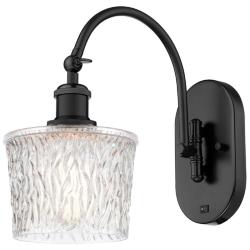 Ballston Niagra 7" Incandescent Sconce - Matte Black Finish - Clear Sh