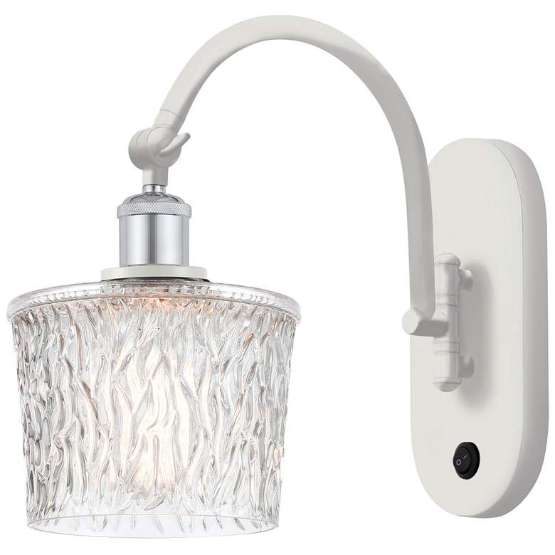 Image 1 Ballston Niagra 7 inch Incandescent Sconce - White &#38; Chrome - Clear Sh