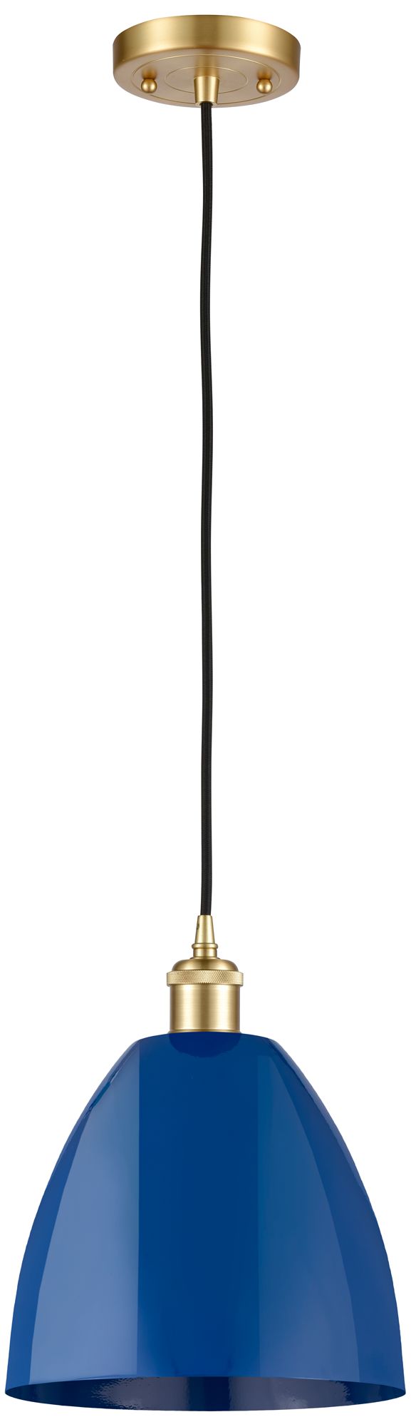 Ballston Plymouth 9"W Satin Gold Mini Pendant w/ Blue Shade