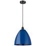 Ballston Plymouth Dome 12" Wide Bronze Corded Mini Pendant w/ Blue Sha