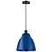 Ballston Plymouth Dome 12" Wide Bronze Corded Mini Pendant w/ Blue Sha